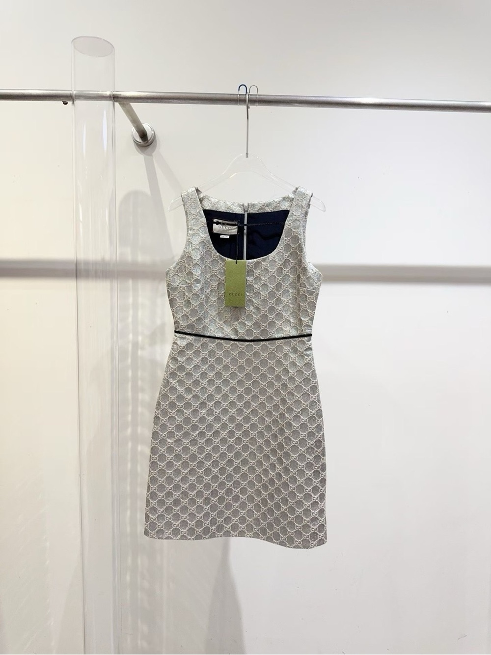 🚩steal Gucci White Patterned Sleeveless Mini Dress